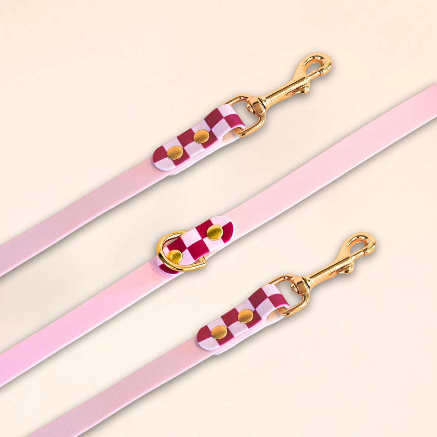 Laisse multi-positions - "Damier" - Rose