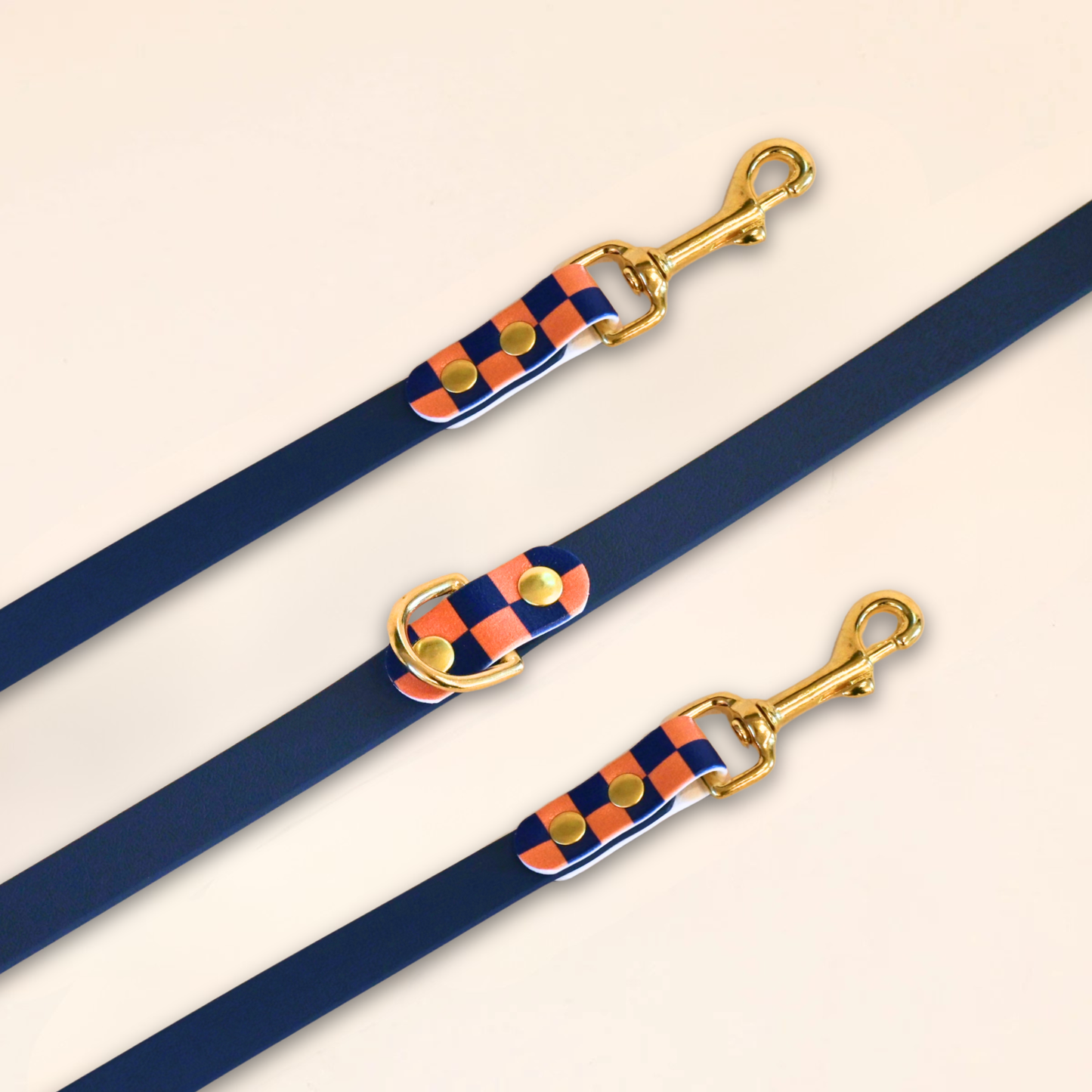 Laisse multi-positions - "Damier" - Bleu nuit