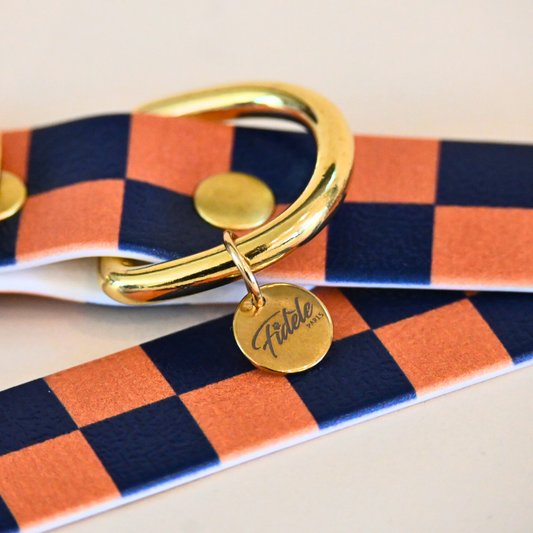 Collier pour chien "Damier" - Bleu nuit