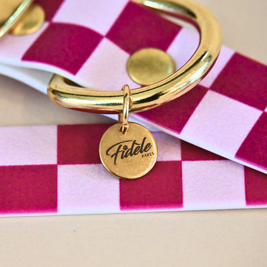 Collier pour chien "Damier" - Rose