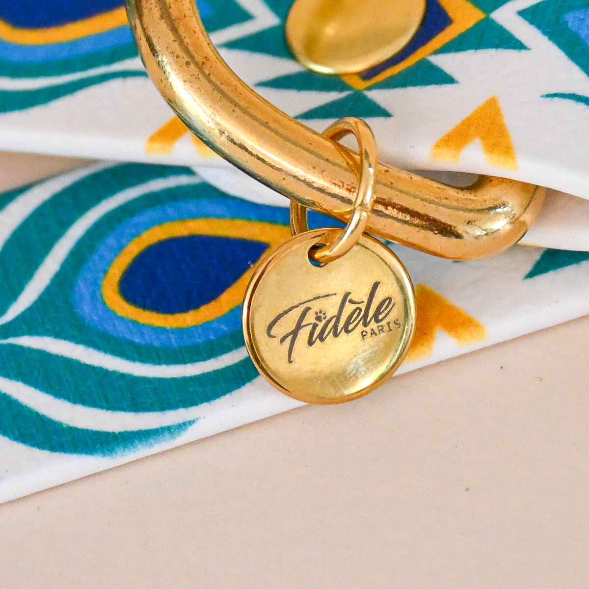 Laisse multi - positions - "Tulum" - Bleu paon - Fidèle Paris