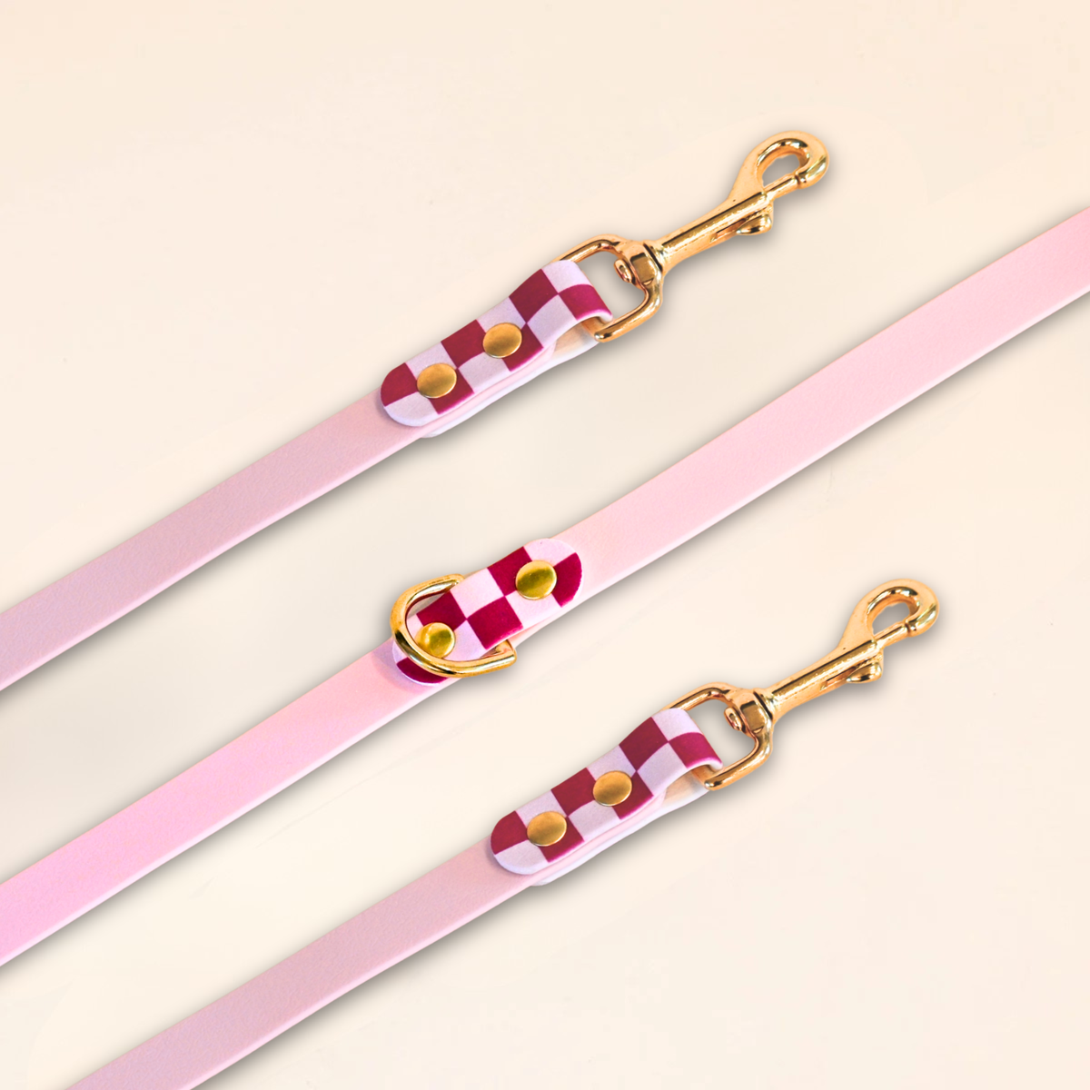 Laisse multi-positions "Damier" - Rose