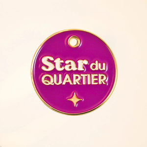 Médaille pour chien - Star du quartier -  Fuchsia