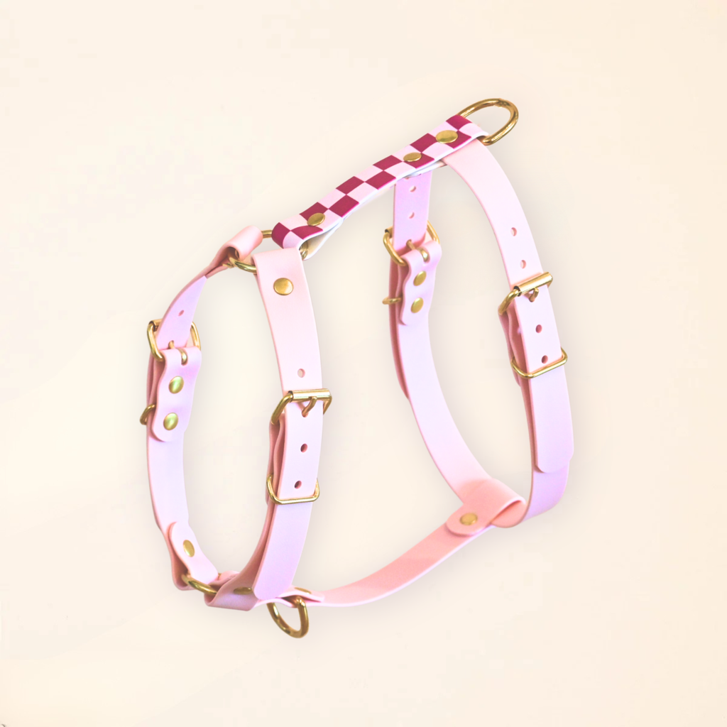 Harnais pour chien - Damier rose