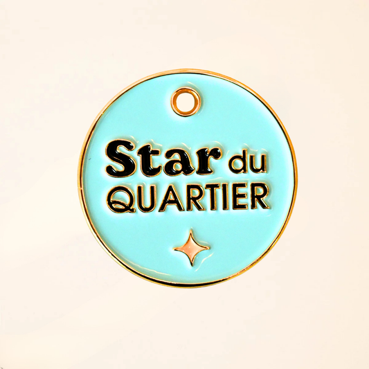 Médaille pour chien - Star du quartier - Bleu clair