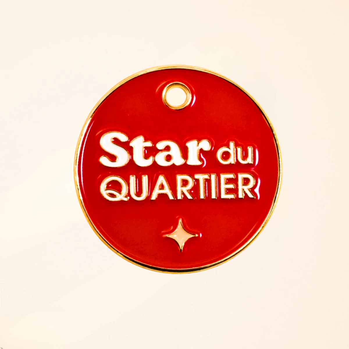 Médaille pour chien - Star du quartier - Rouge