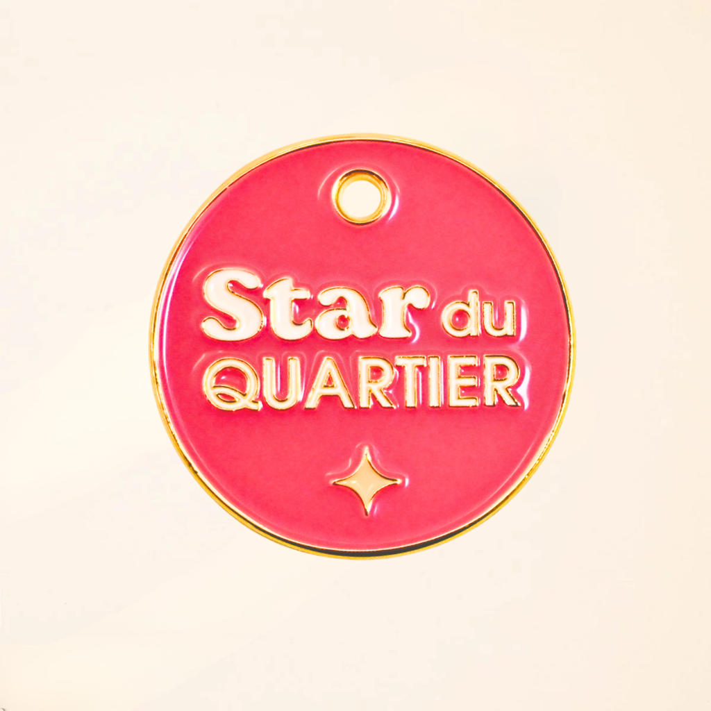 Médaille pour chien - Star du quartier - Rose