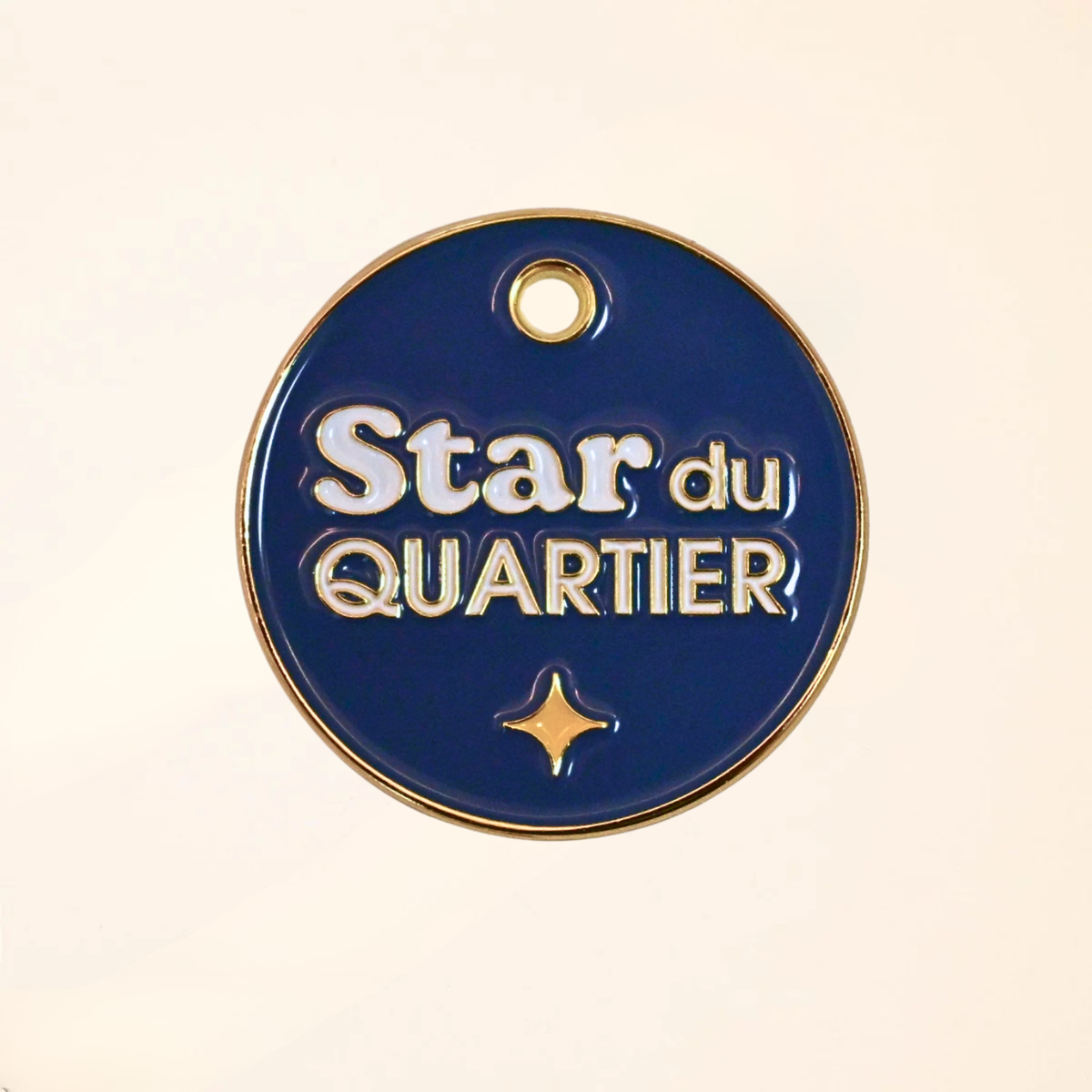 Médaille pour chien - Star du quartier - Bleu nuit