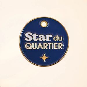 Médaille pour chien - Star du quartier -  Bleu nuit