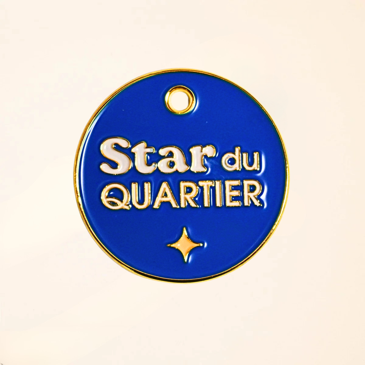 Médaille pour chien - Star du quartier -  Bleu roi