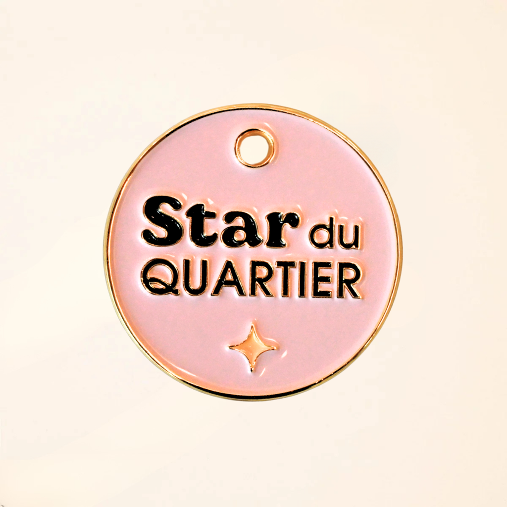 Médaille pour chien - Star du quartier - Rose clair