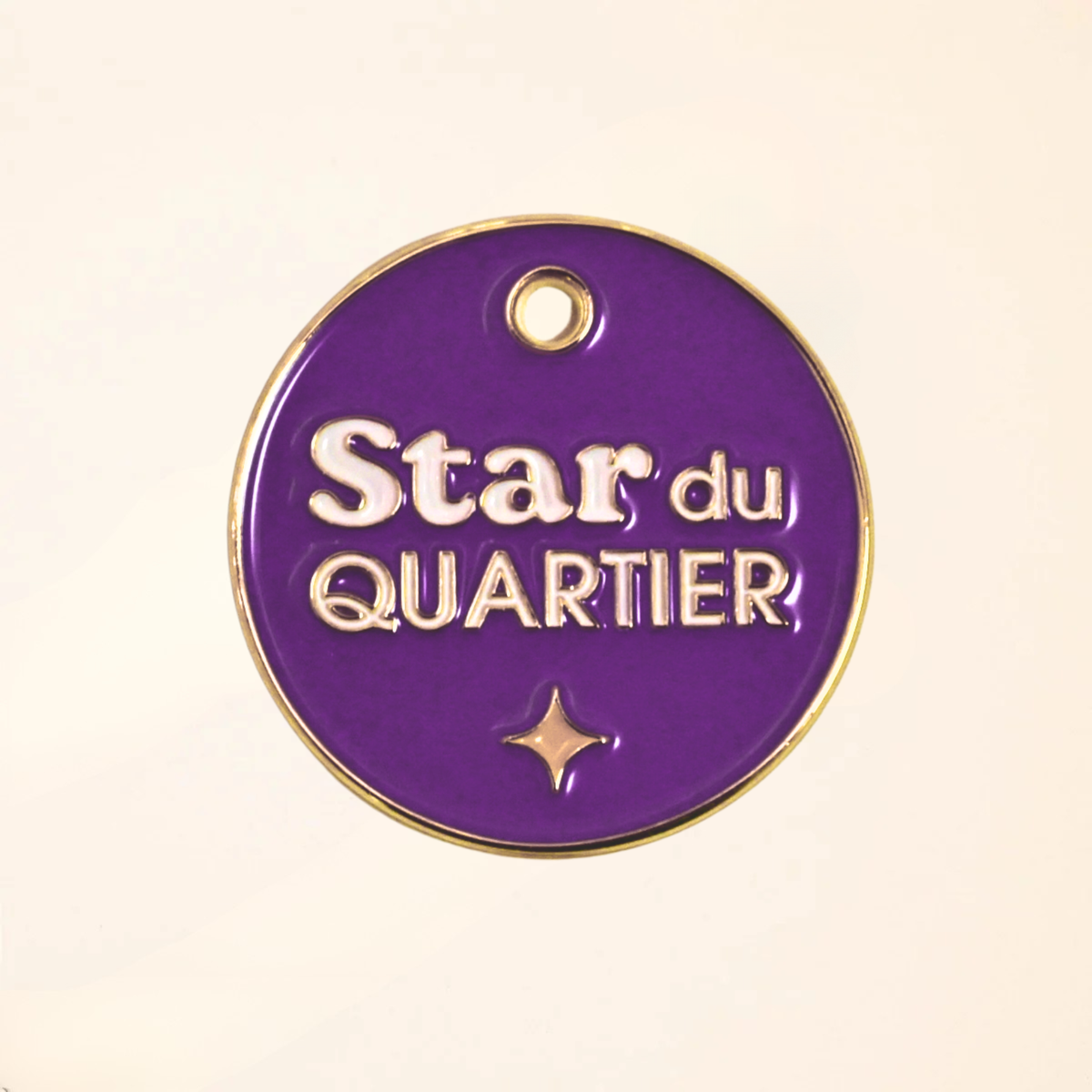 Médaille pour chien - Star du quartier - Violet